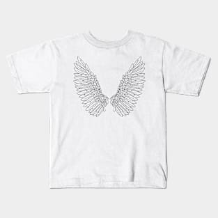 Angel Wings Religious Faith Line Art Kids T-Shirt